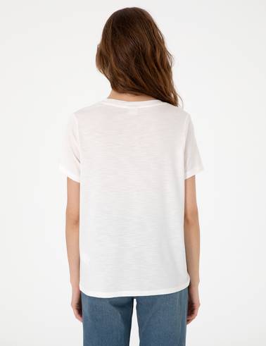 Krem Regular Fit Tişört