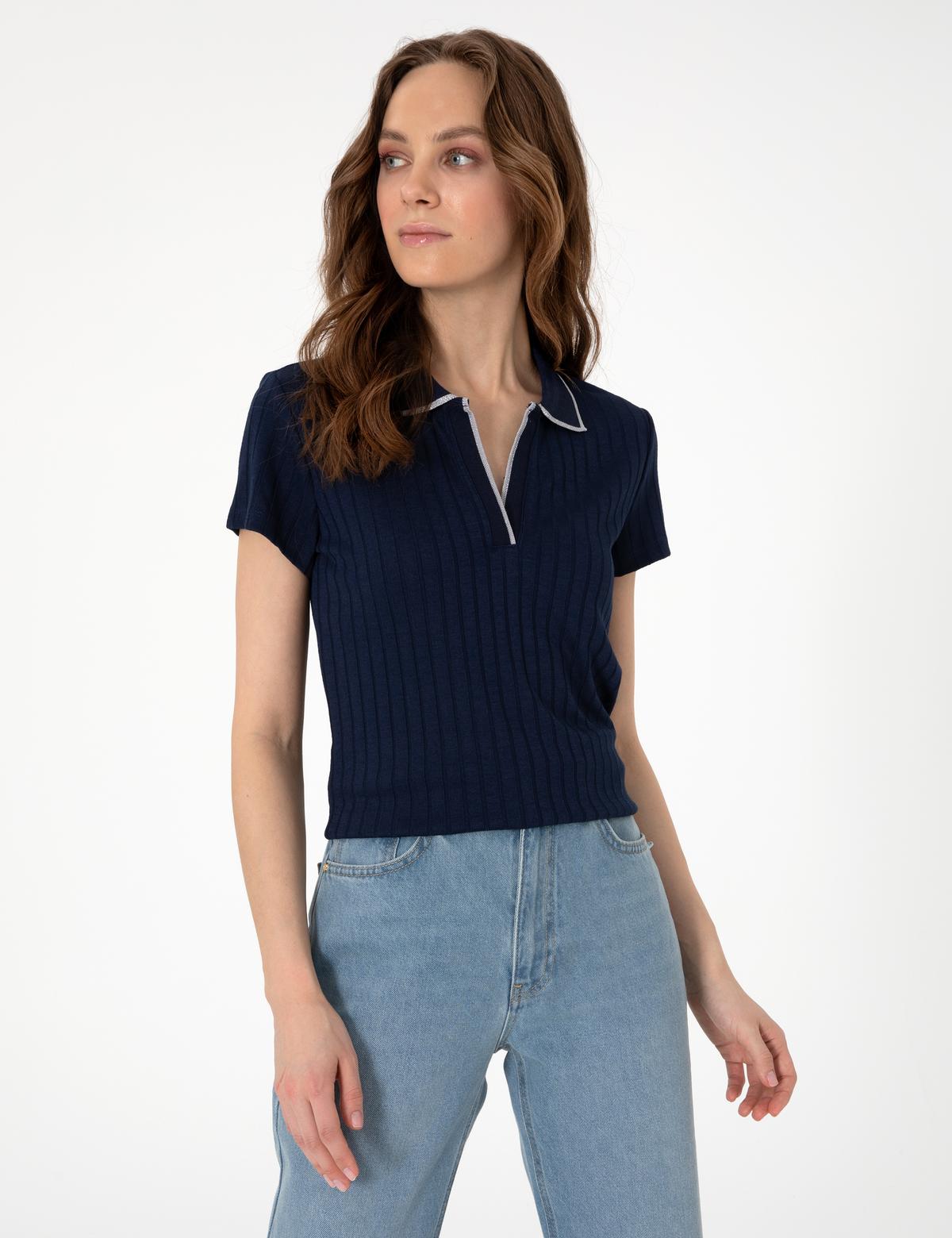 Lacivert Slim Fit Basic Tişört