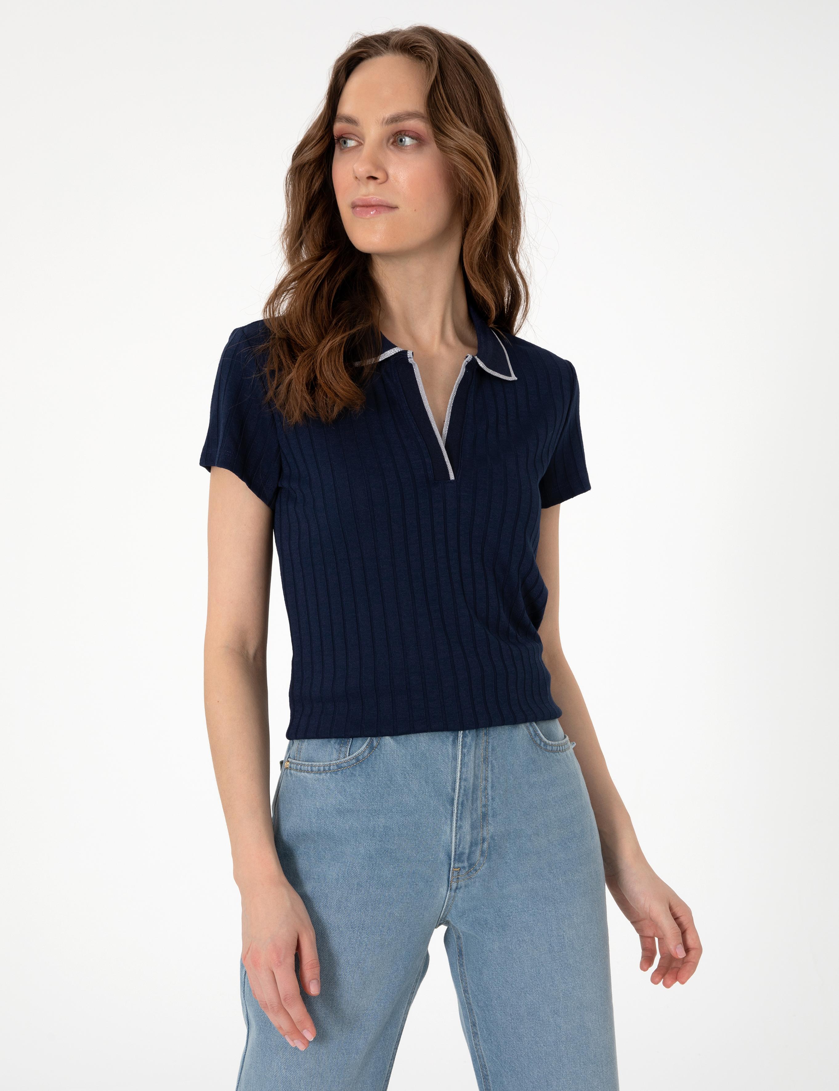 Lacivert Slim Fit Basic Tişört