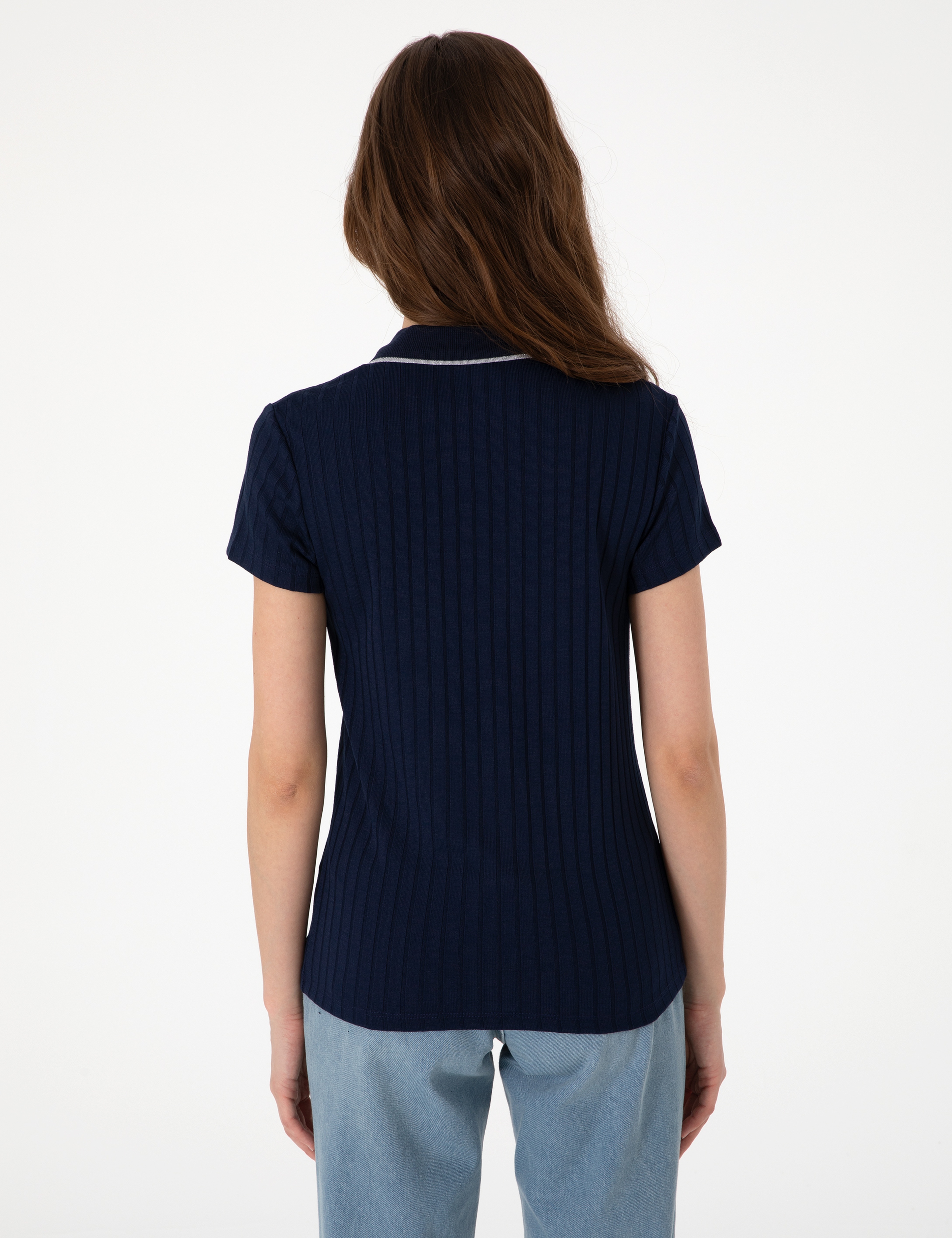 Lacivert Slim Fit Basic Tişört - Image 6