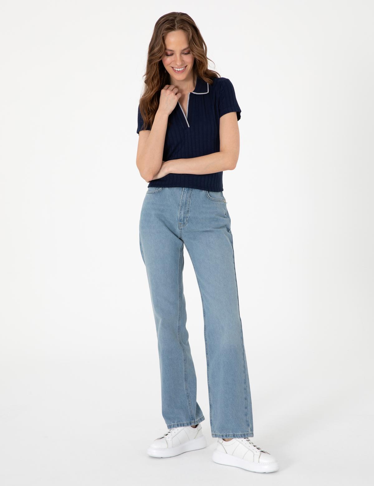 Lacivert Slim Fit Basic Tişört - 50306039057