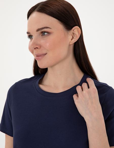 Lacivert Regular Fit Bisiklet Yaka Basic Tişört - 50305766065