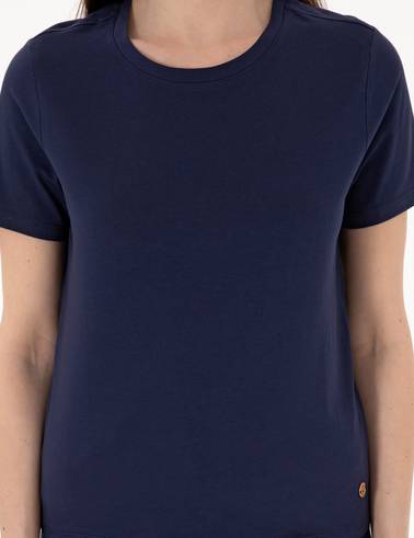 Lacivert Regular Fit Bisiklet Yaka Basic Tişört
