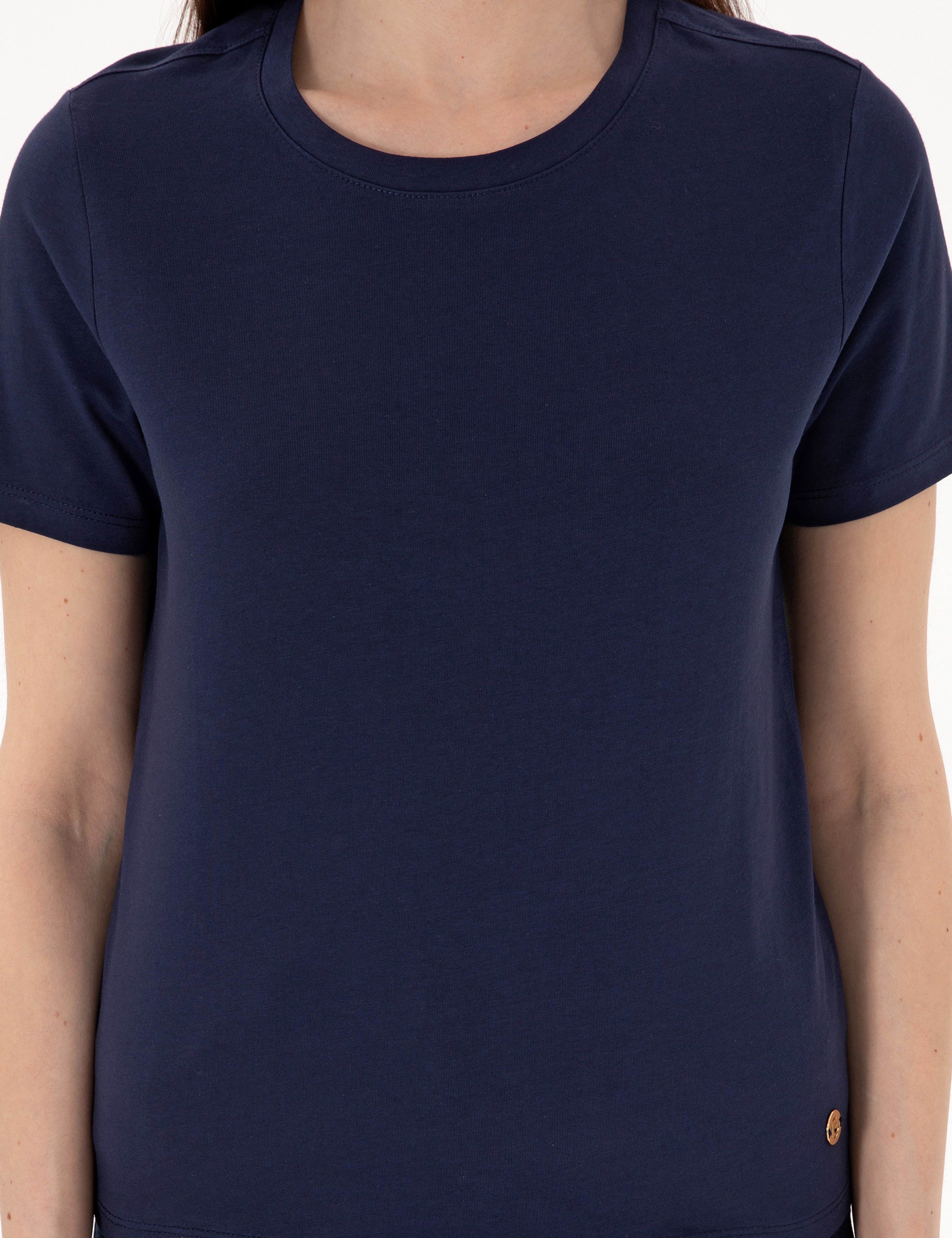 Lacivert Regular Fit Bisiklet Yaka Basic Tişört - Image 6
