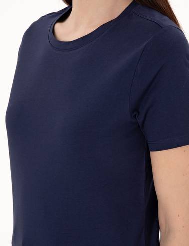Lacivert Regular Fit Bisiklet Yaka Basic Tişört