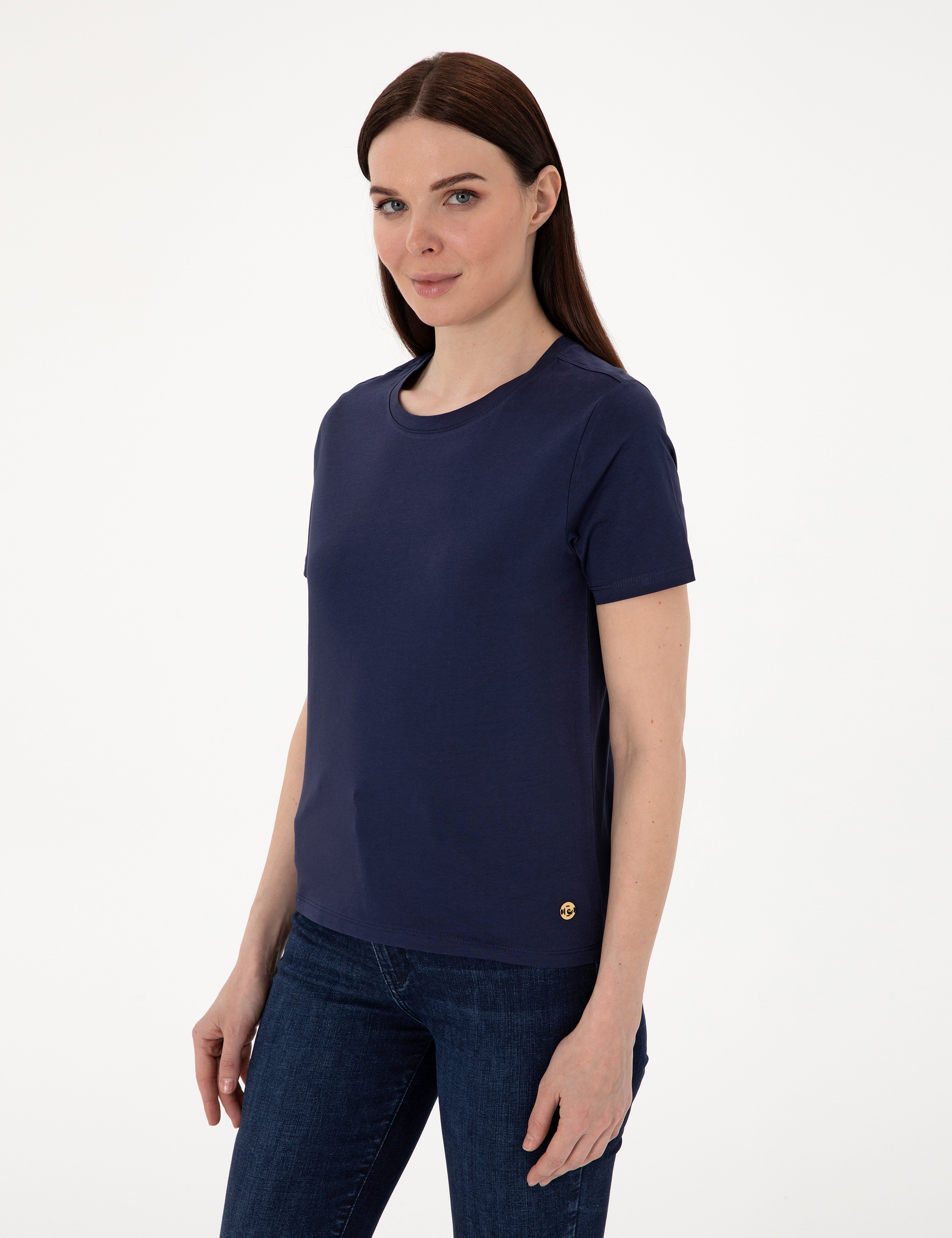 Lacivert Regular Fit Bisiklet Yaka Basic Tişört
