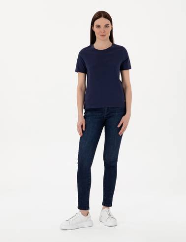 Lacivert Regular Fit Bisiklet Yaka Basic Tişört