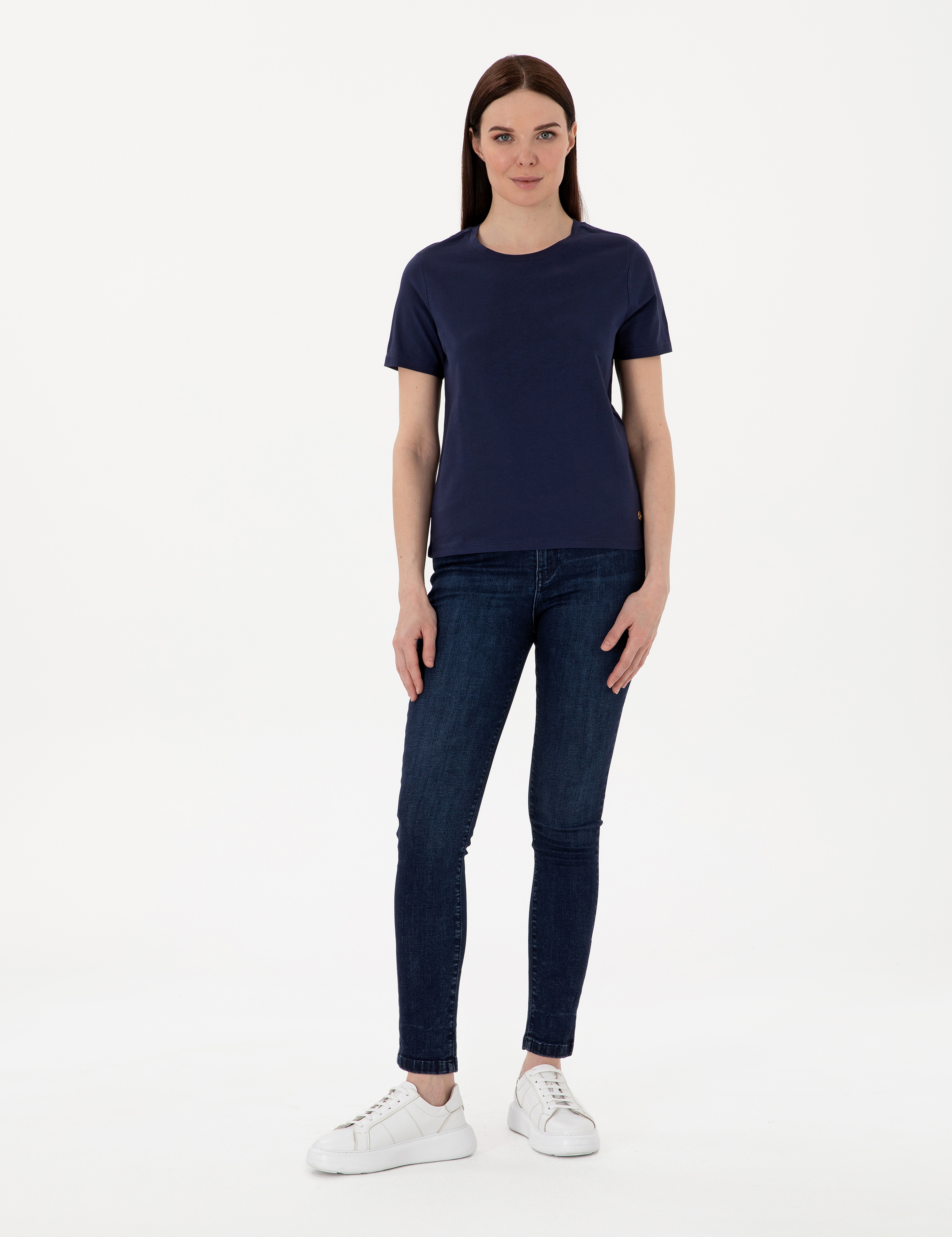 Lacivert Regular Fit Bisiklet Yaka Basic Tişört - Image 4