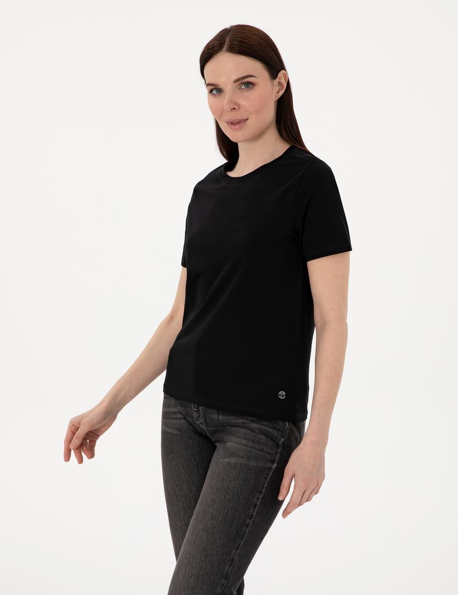 Siyah Regular Fit Bisiklet Yaka Basic Tişört