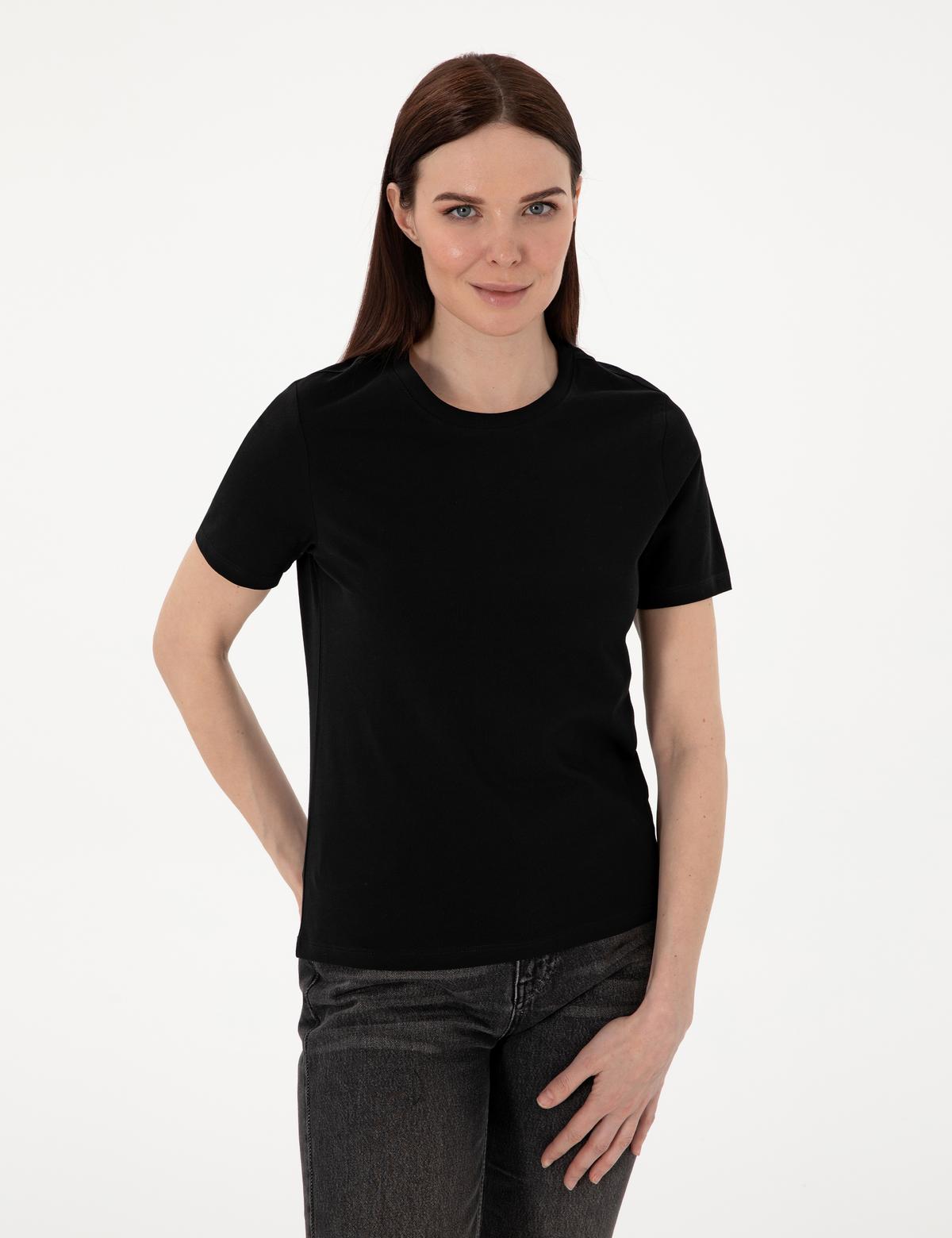 Siyah Regular Fit Bisiklet Yaka Basic Tişört - 50305766010