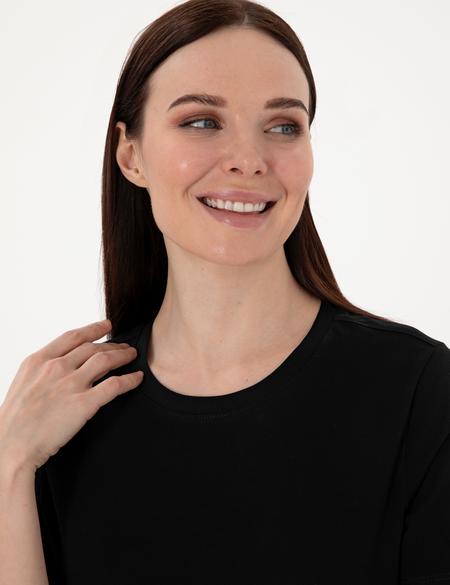 Siyah Regular Fit Bisiklet Yaka Basic Tişört - 50305766010