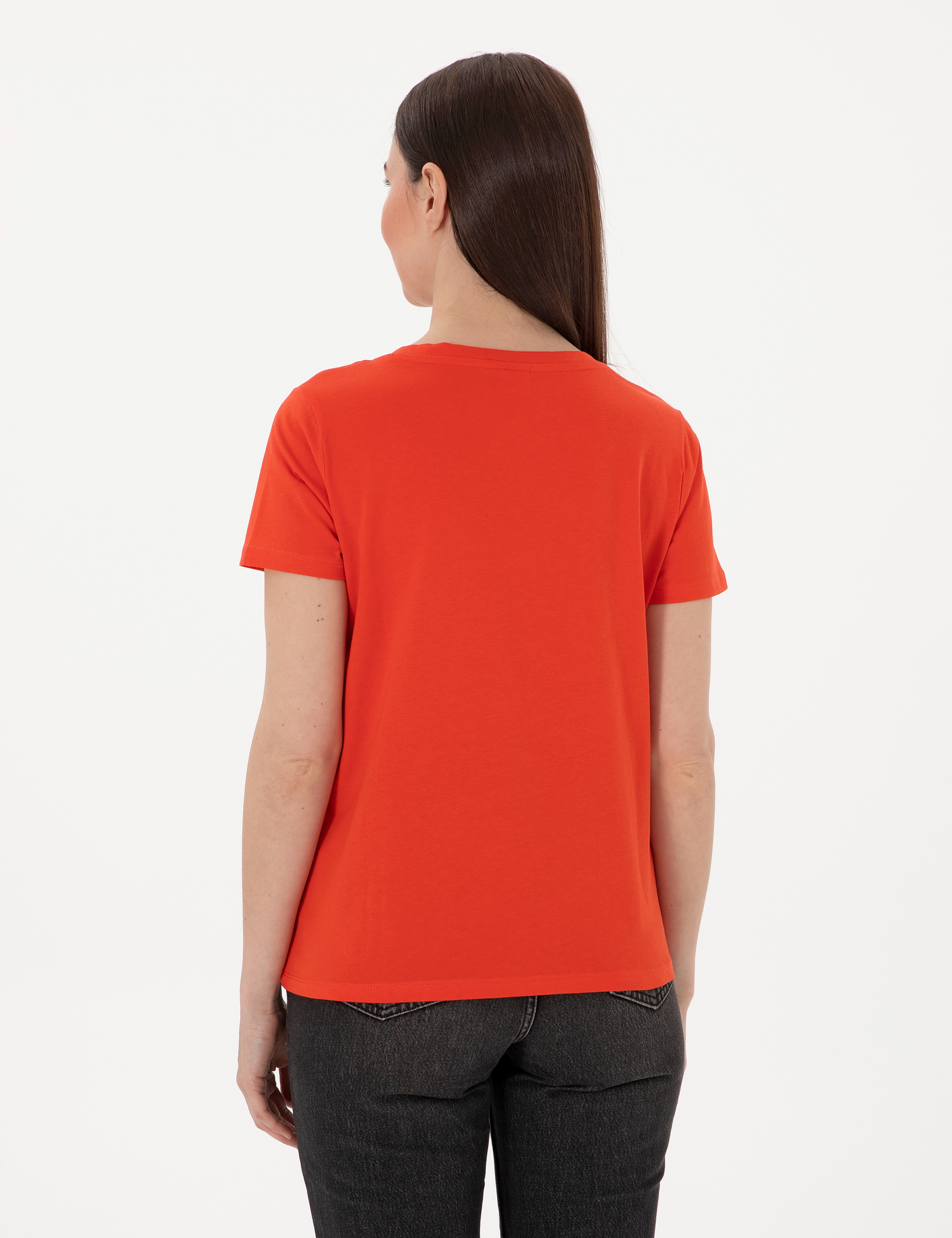 Kırmızı Regular Fit V Yaka Basic Tişört