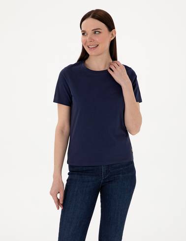 Lacivert Regular Fit Bisiklet Yaka Basic Tişört