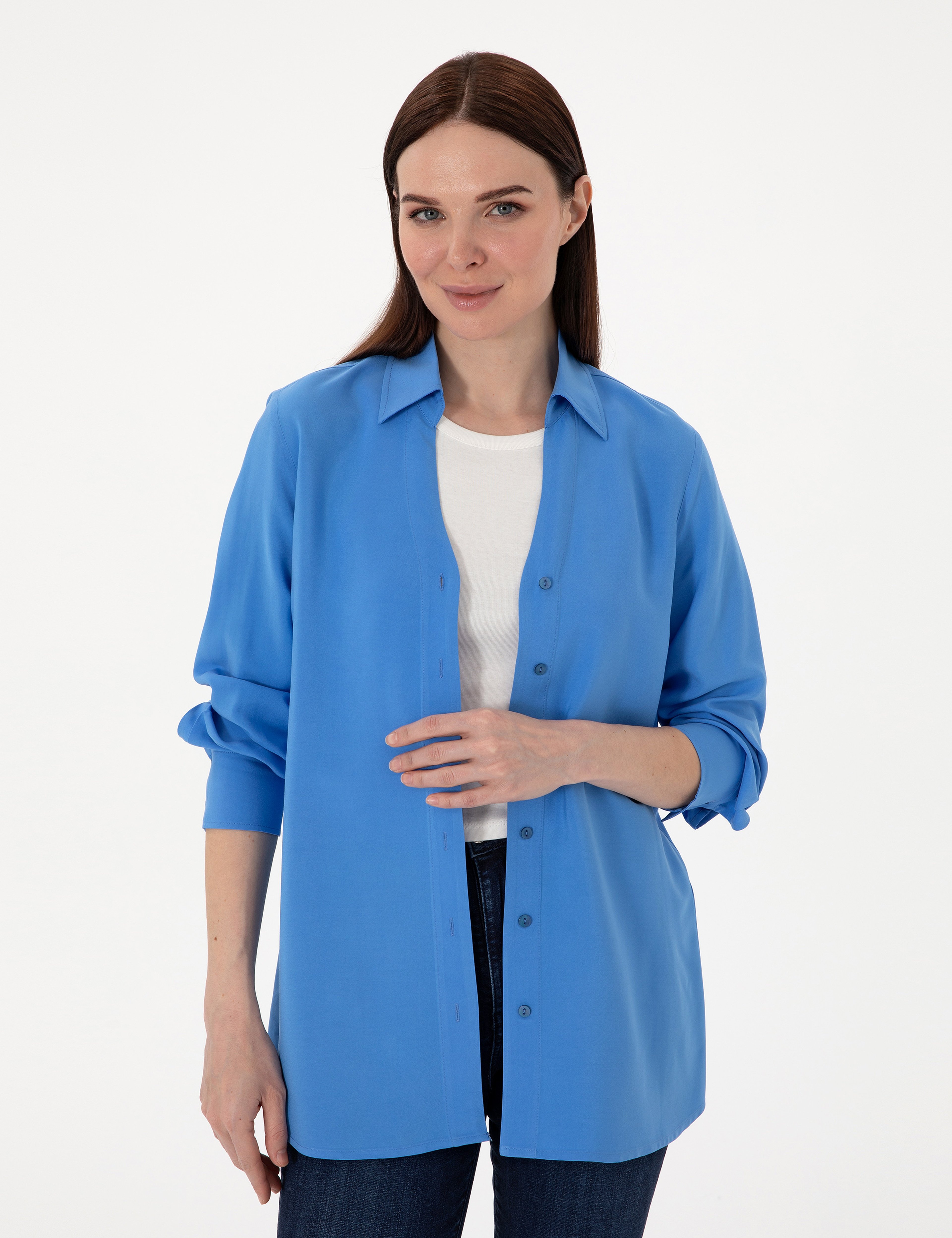 Mavi Comfort Fit Uzun Kollu Gömlek - Image 3