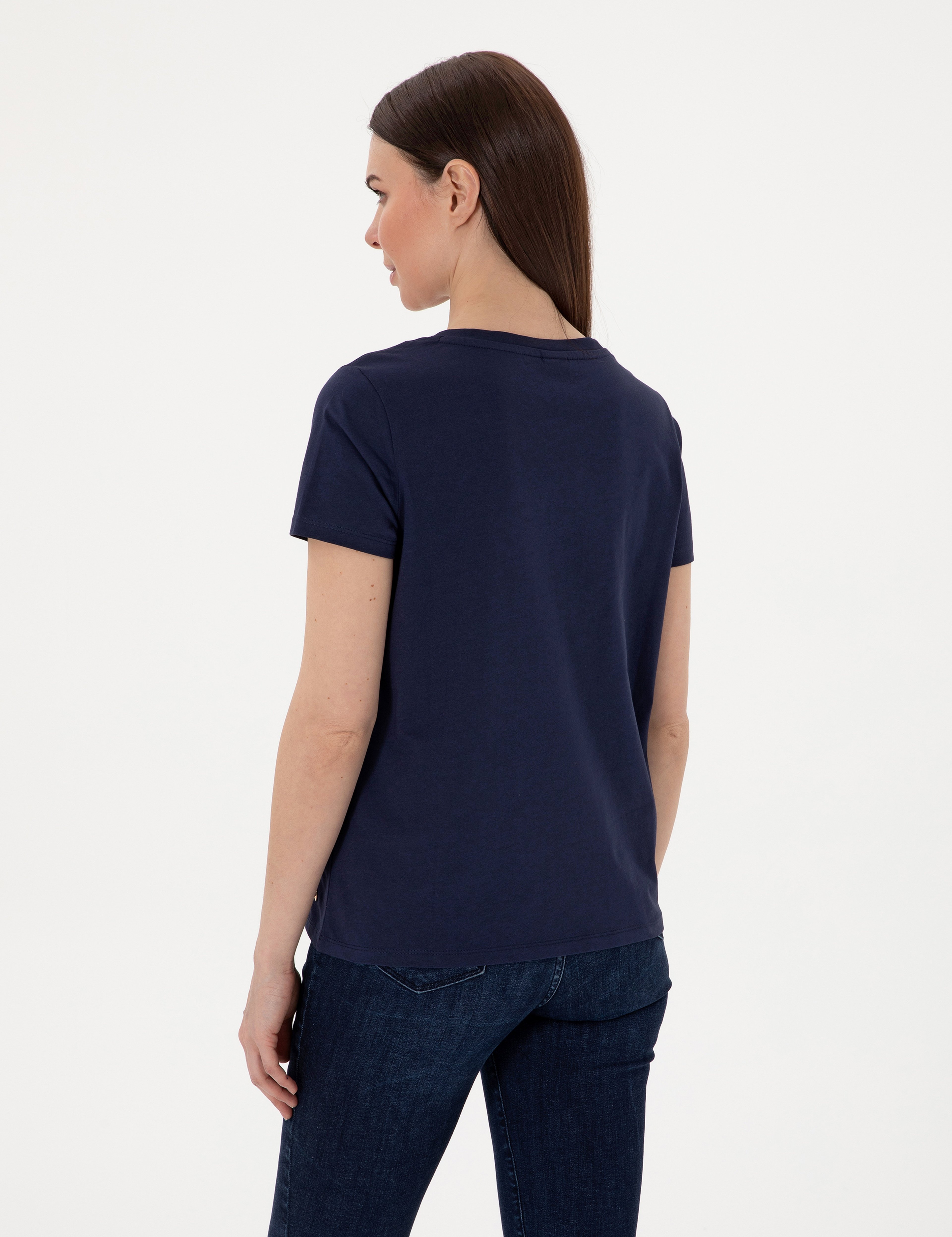 Lacivert Regular Fit V Yaka Basic Tişört - Image 5