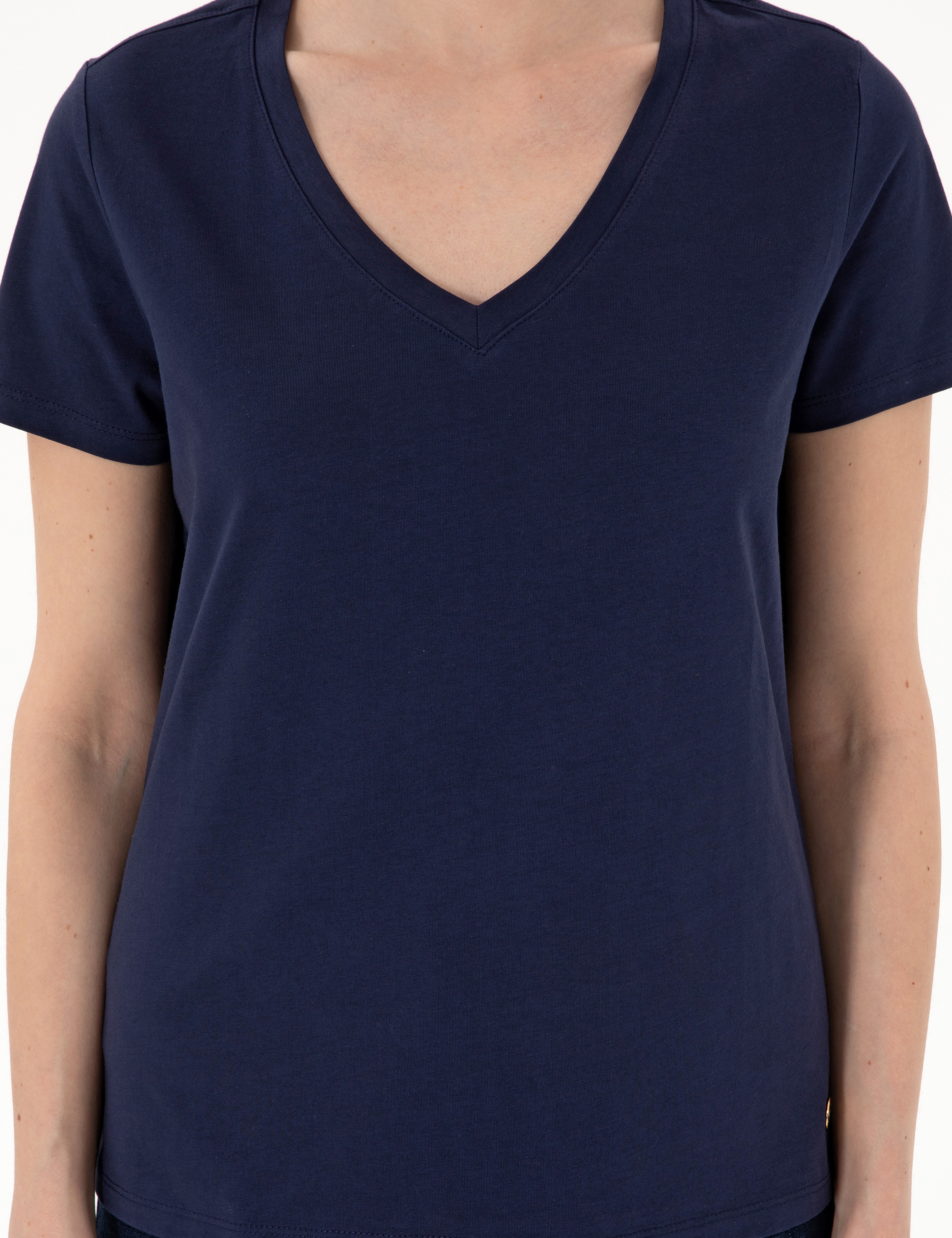 Lacivert Regular Fit V Yaka Basic Tişört - Image 6