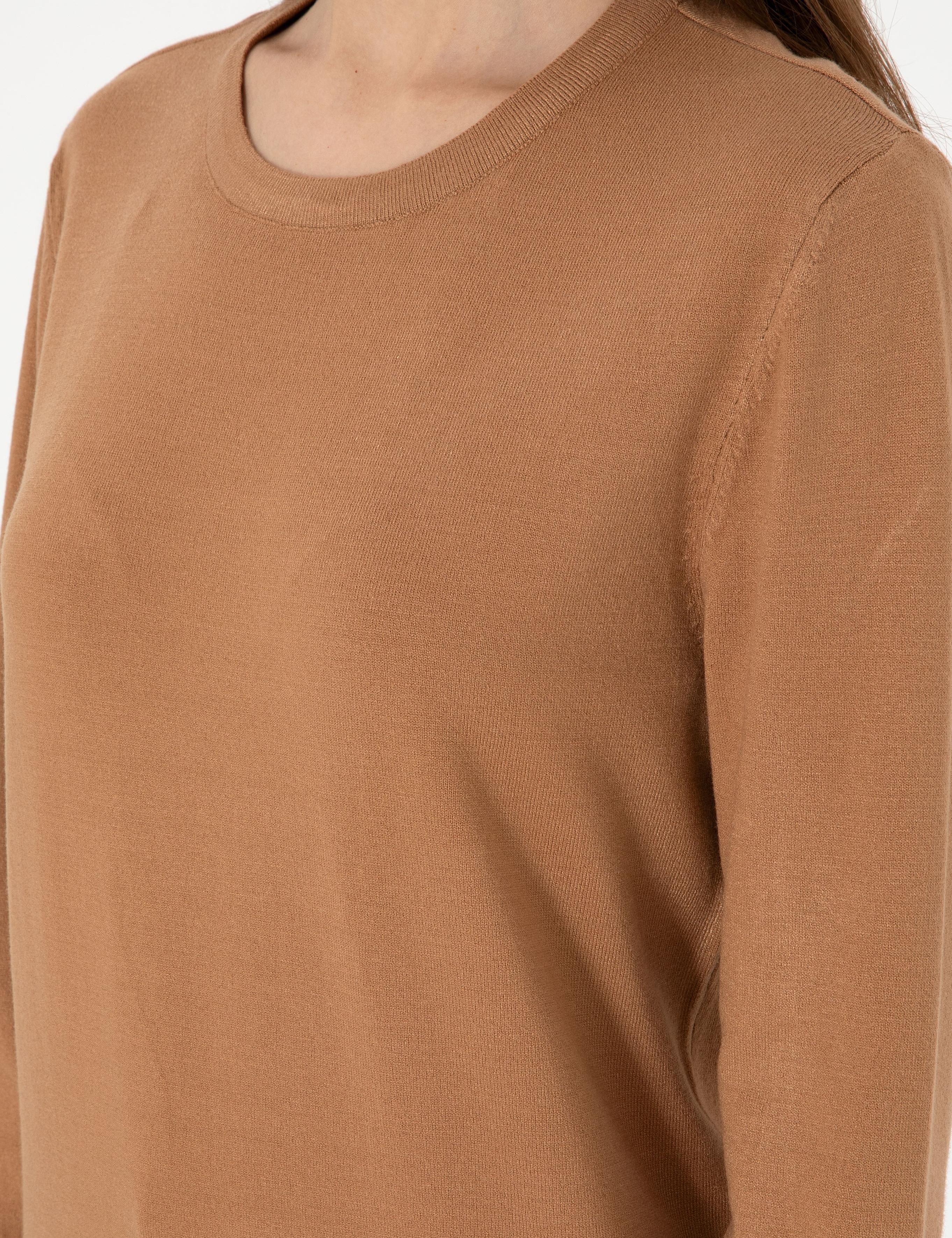 Camel Slim Fit Bisiklet Yaka Basic Kazak