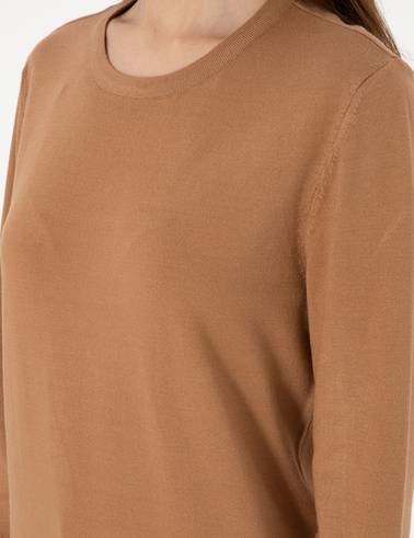 Camel Slim Fit Bisiklet Yaka Basic Kazak