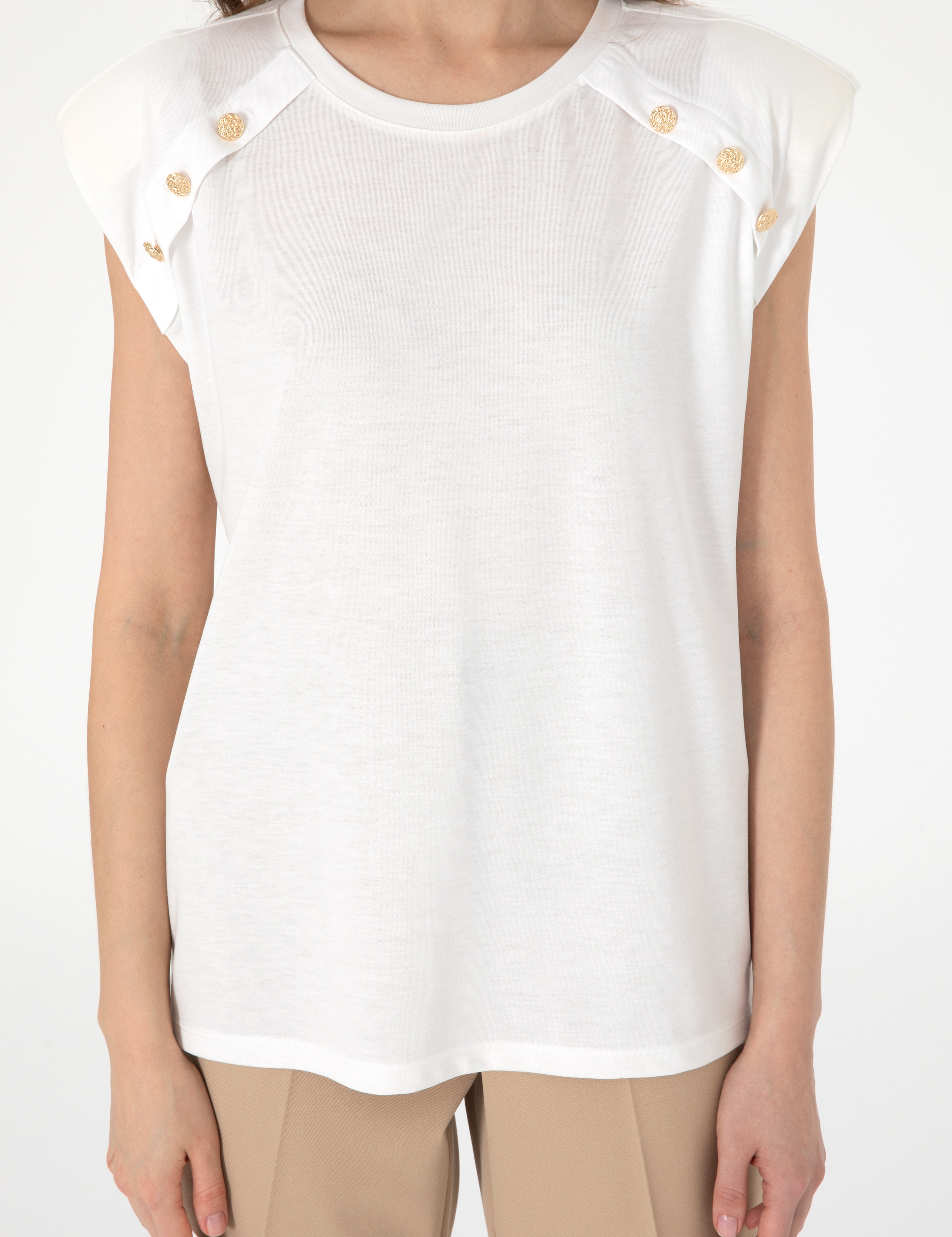 Beyaz Regular Fit Tişört - Image 6
