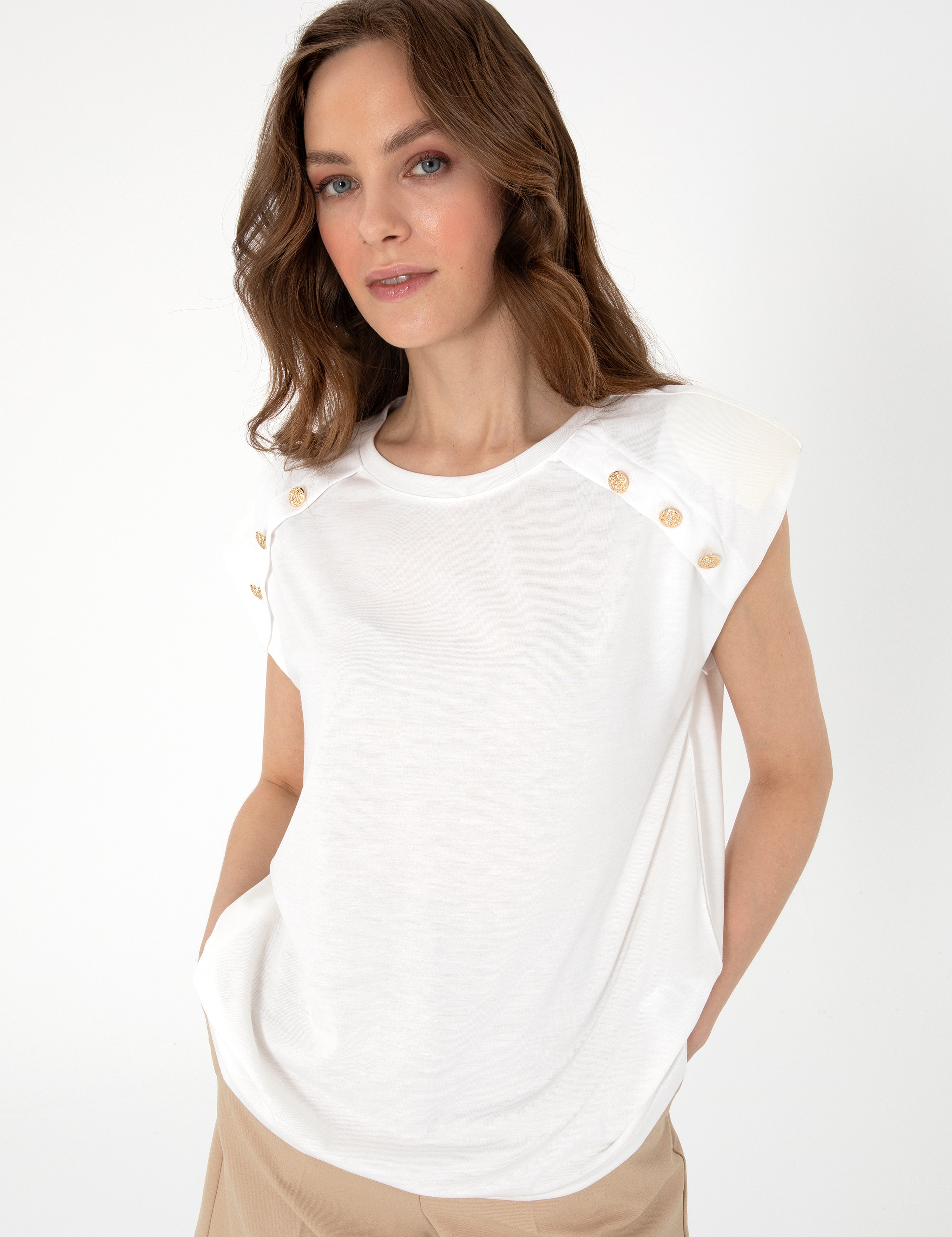 Beyaz Regular Fit Tişört - Image 3