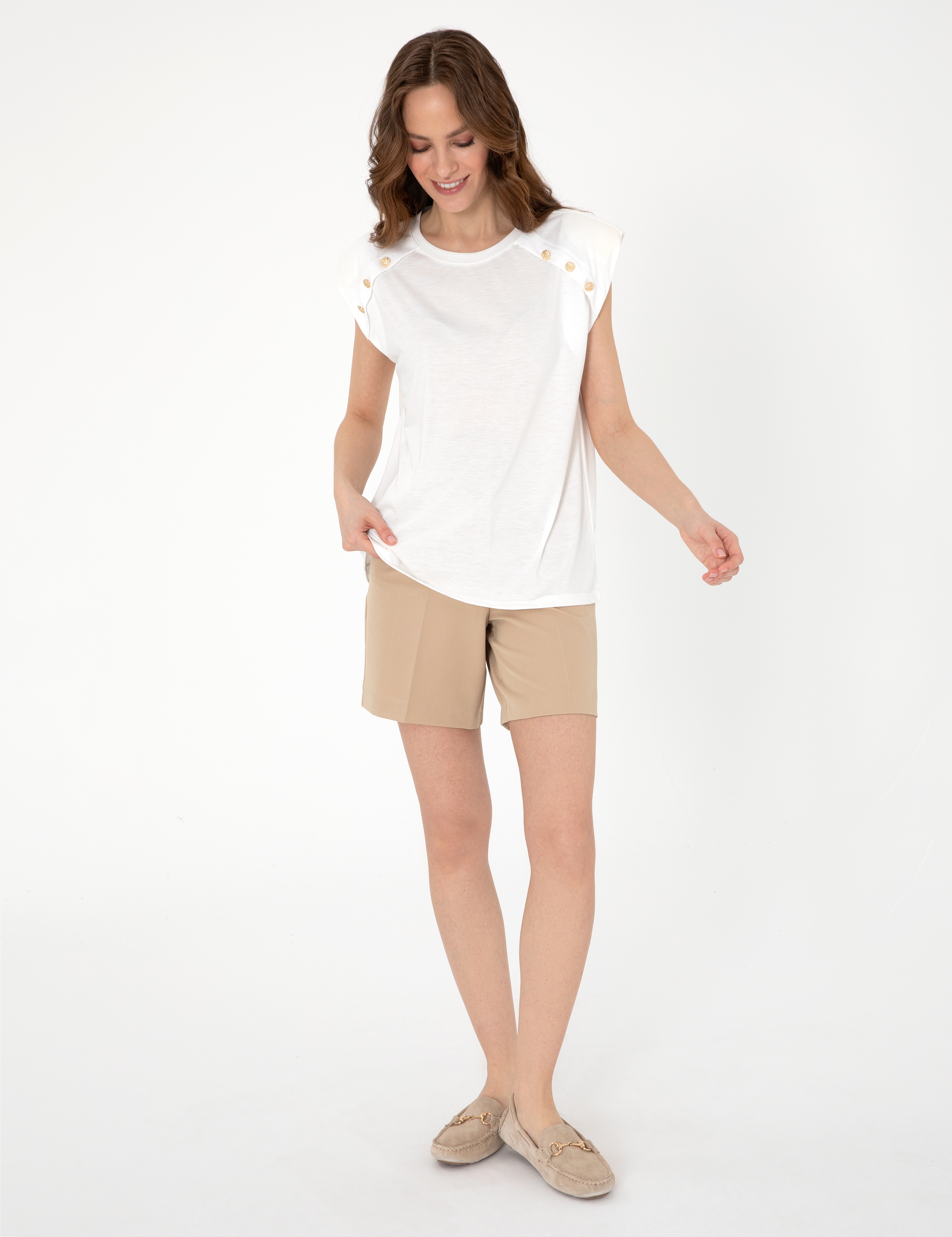 Beyaz Regular Fit Tişört - Image 4
