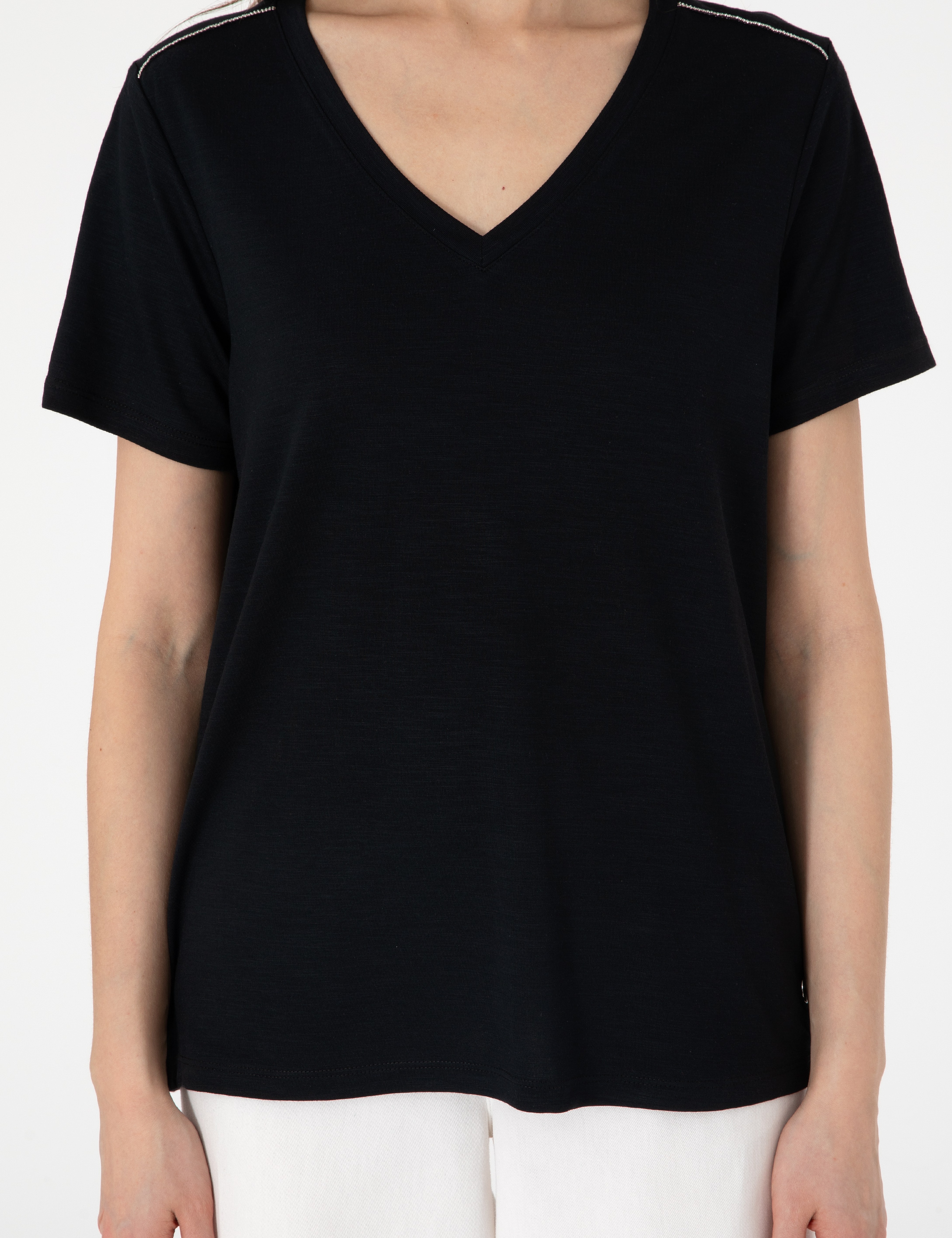Siyah Regular Fit Tişört - Image 6
