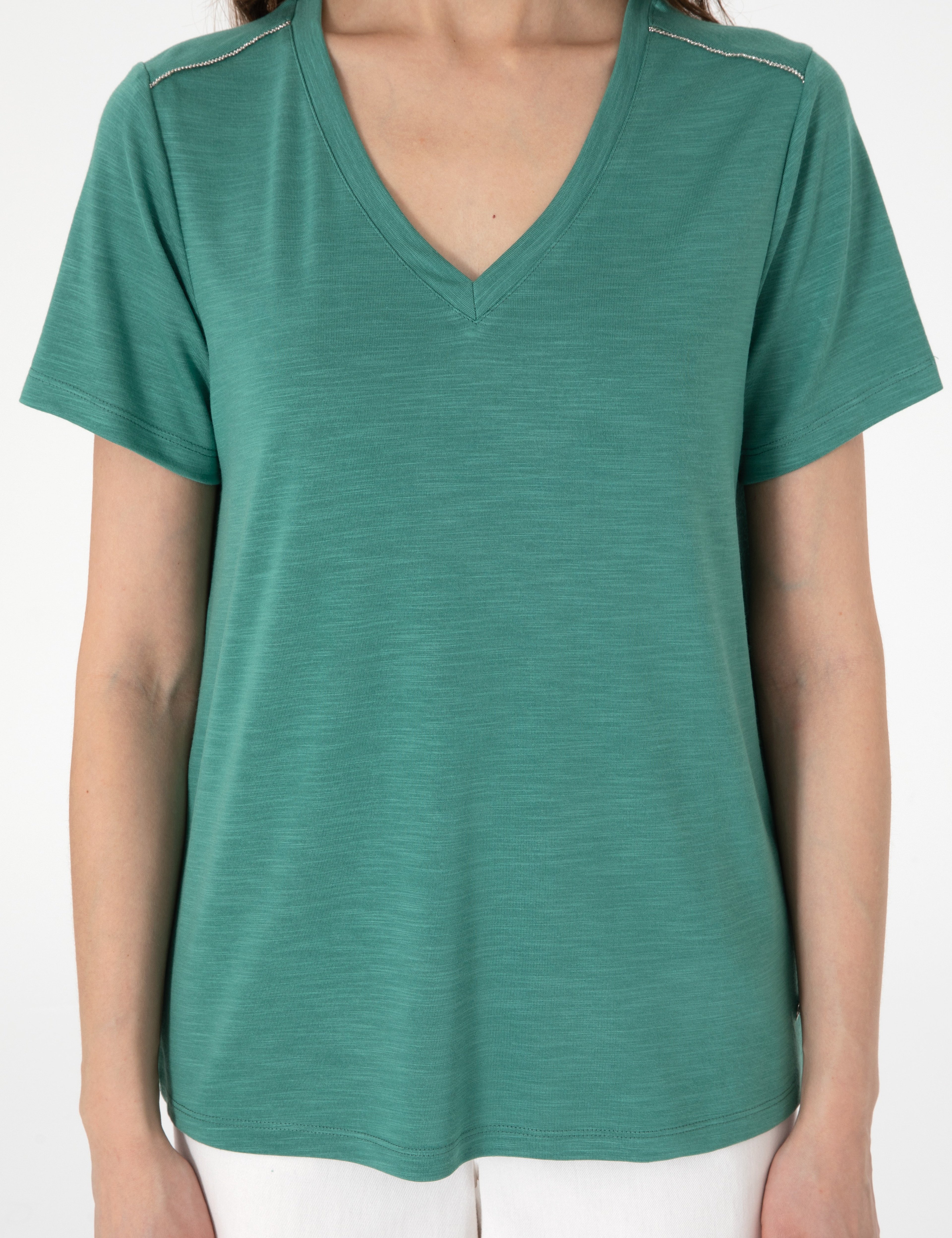 Yeşil Regular Fit Tişört - Image 6