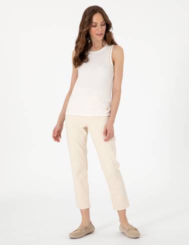 Ekru Extra Slim Fit Örme Bluz