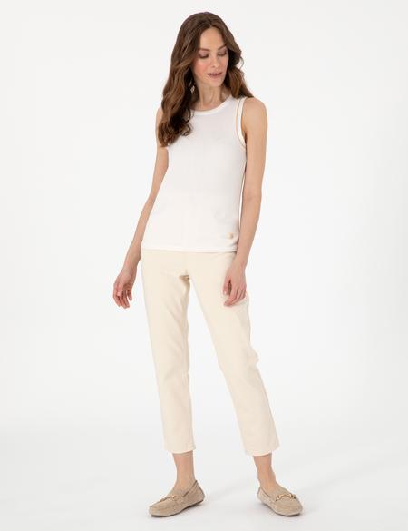 Ekru Ex. Slim Fit Örme Bluz - 50301485062