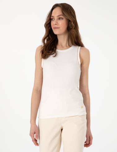 Ekru Extra Slim Fit Örme Bluz