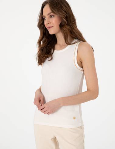 Ekru Extra Slim Fit Örme Bluz