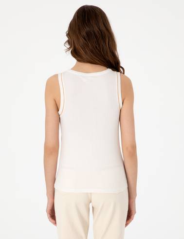Ekru Extra Slim Fit Örme Bluz