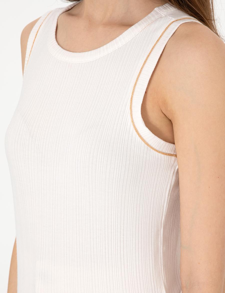 Ekru Ex. Slim Fit Örme Bluz