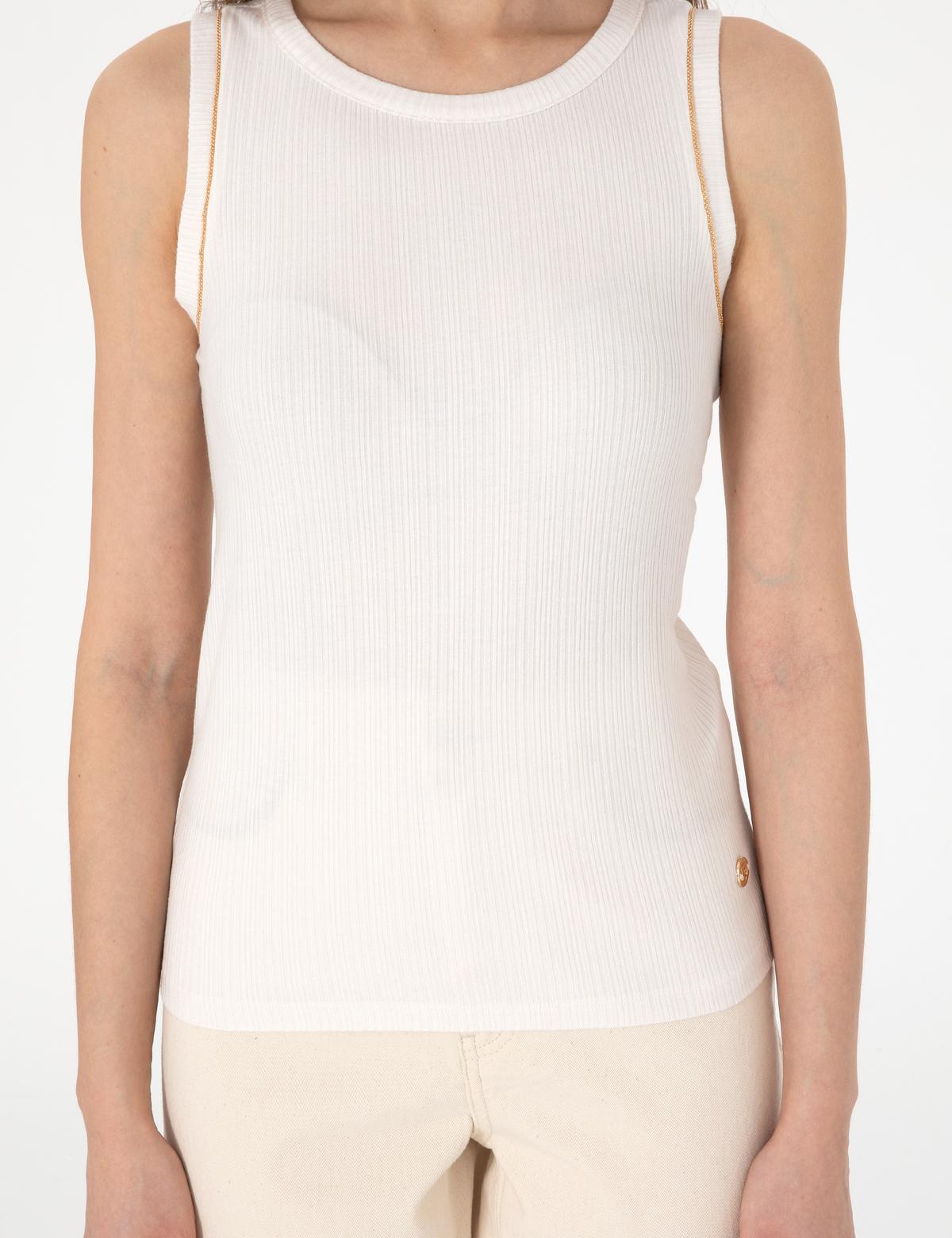 Ekru Ex. Slim Fit Örme Bluz - 50301485062