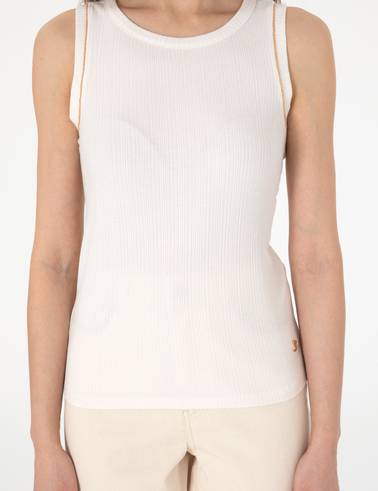 Ekru Extra Slim Fit Örme Bluz