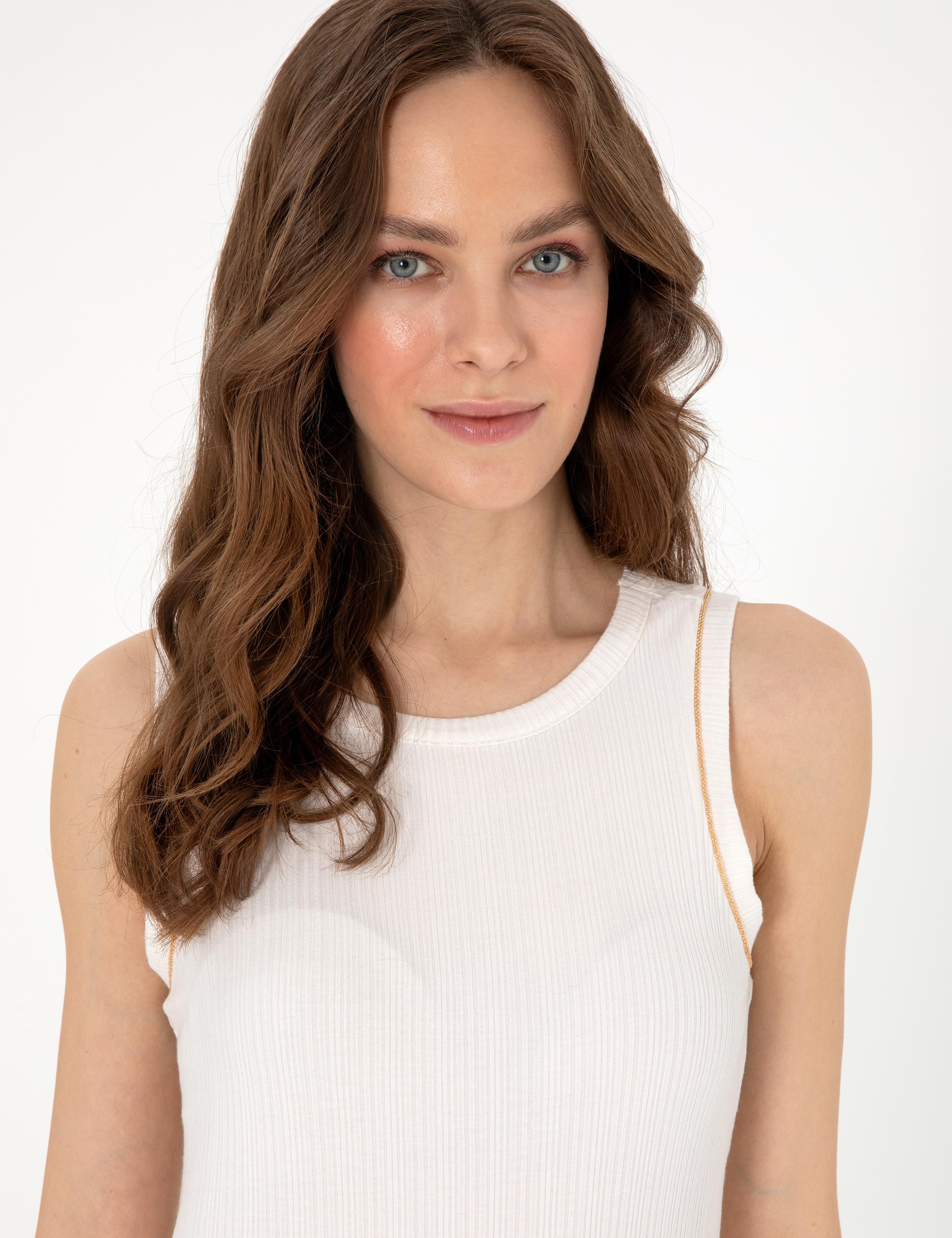 Ekru Ex. Slim Fit Örme Bluz