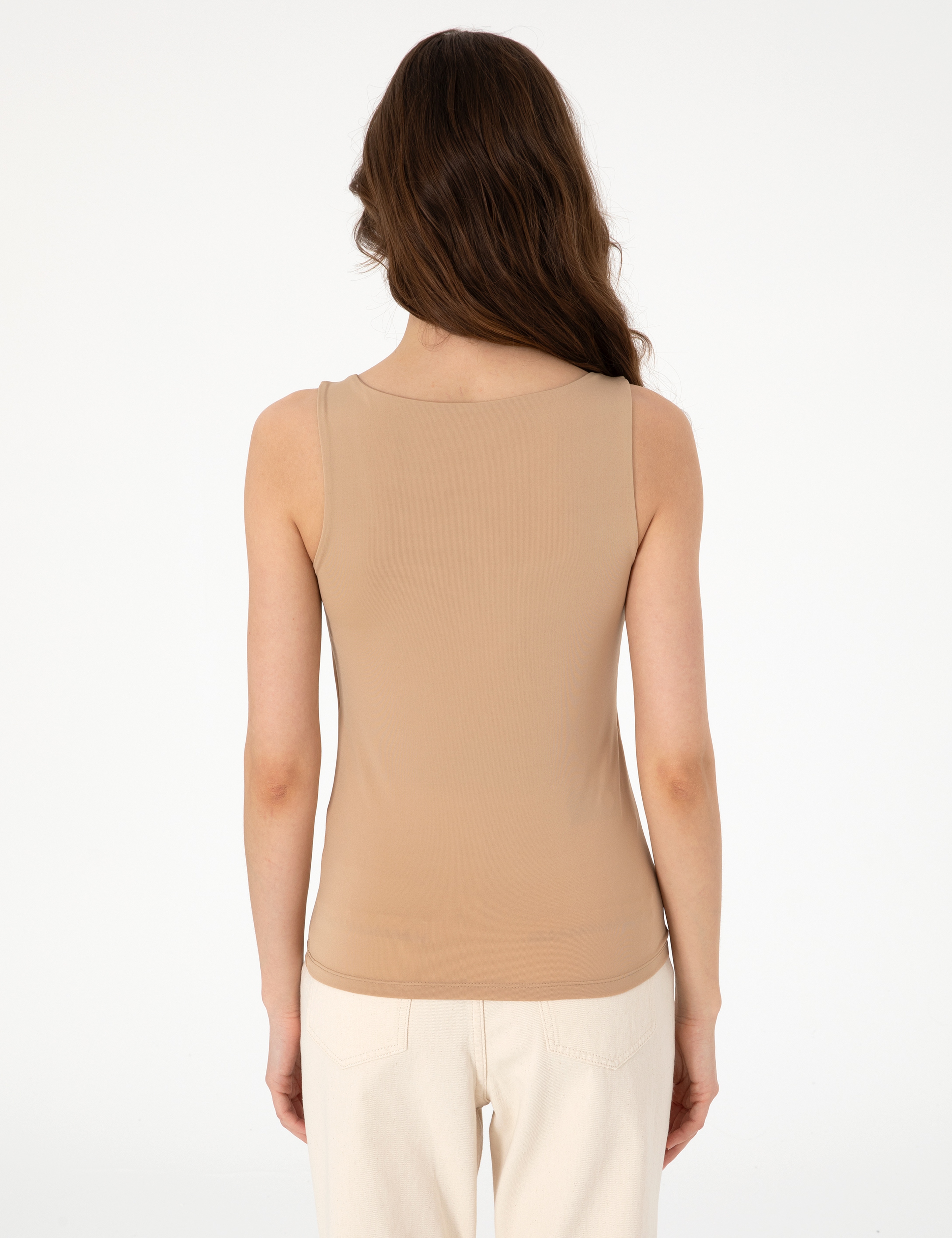 Bej Extra Slim Fit Örme Bluz
