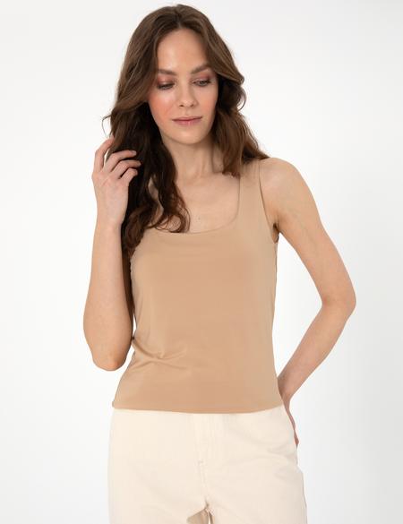 Bej Ex. Slim Fit Örme Bluz - 50306560011