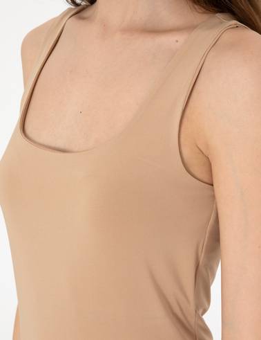 Bej Extra Slim Fit Örme Bluz