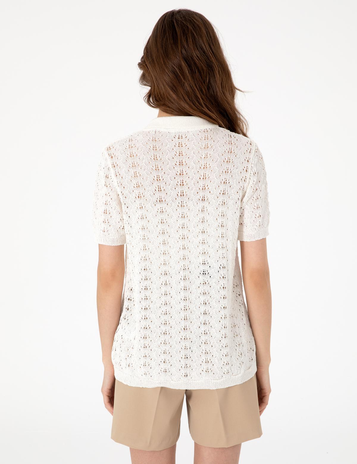 Beyaz Triko Tişört - 50305569010