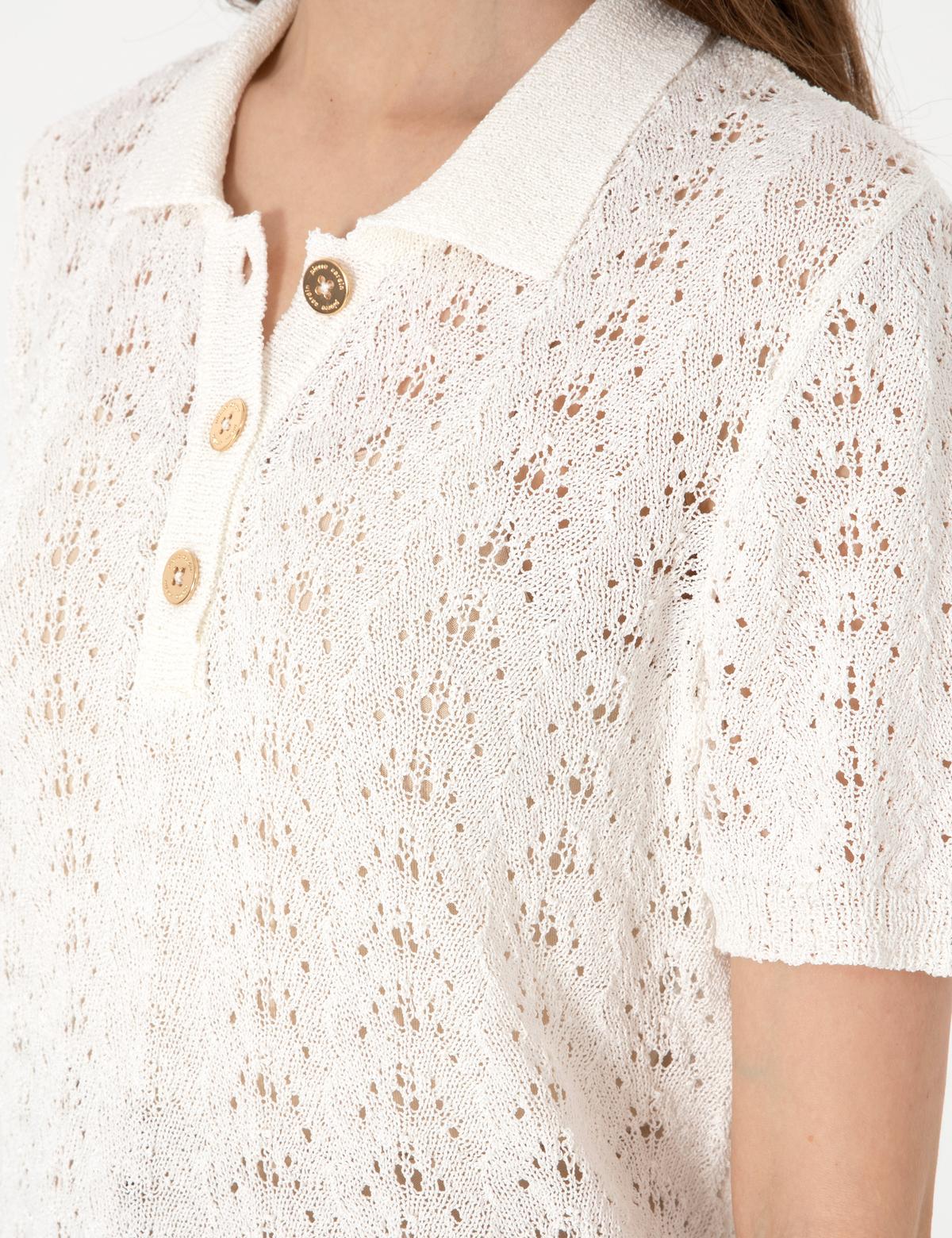 Beyaz Triko Tişört - 50305569010