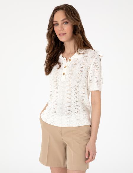 Beyaz Triko Tişört - 50305569010