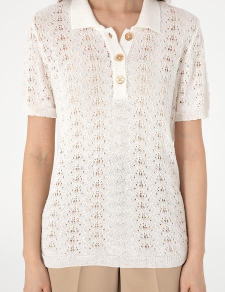 Beyaz Triko Tişört - 50305569010