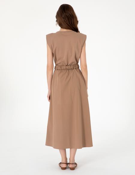 Kahverengi Regular Fit Dokuma Elbise - 50300990011