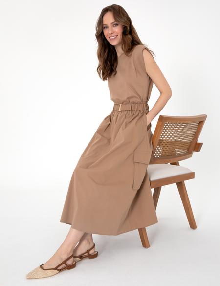 Kahverengi Regular Fit Dokuma Elbise - 50300990011