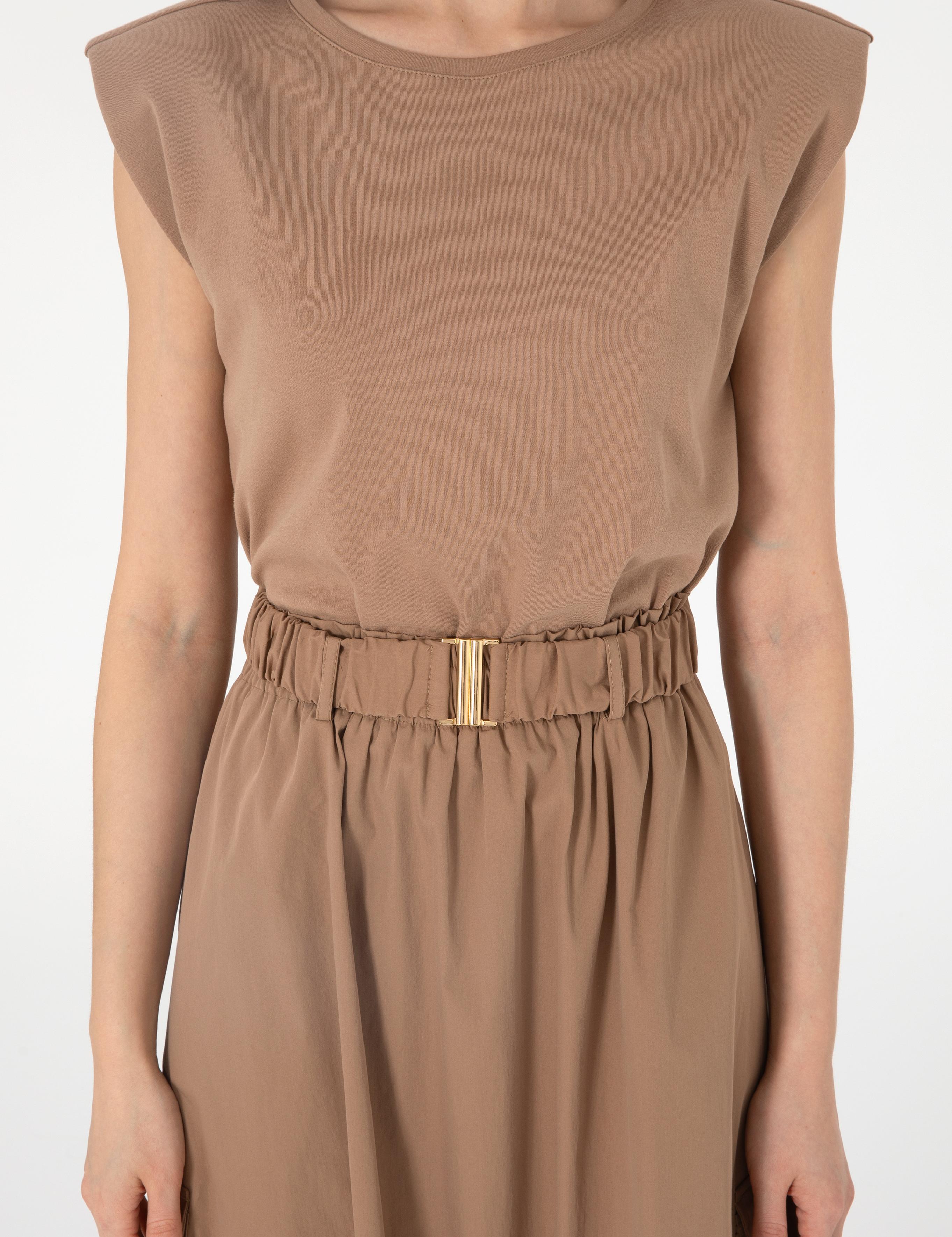 Kahverengi Regular Fit Dokuma Elbise