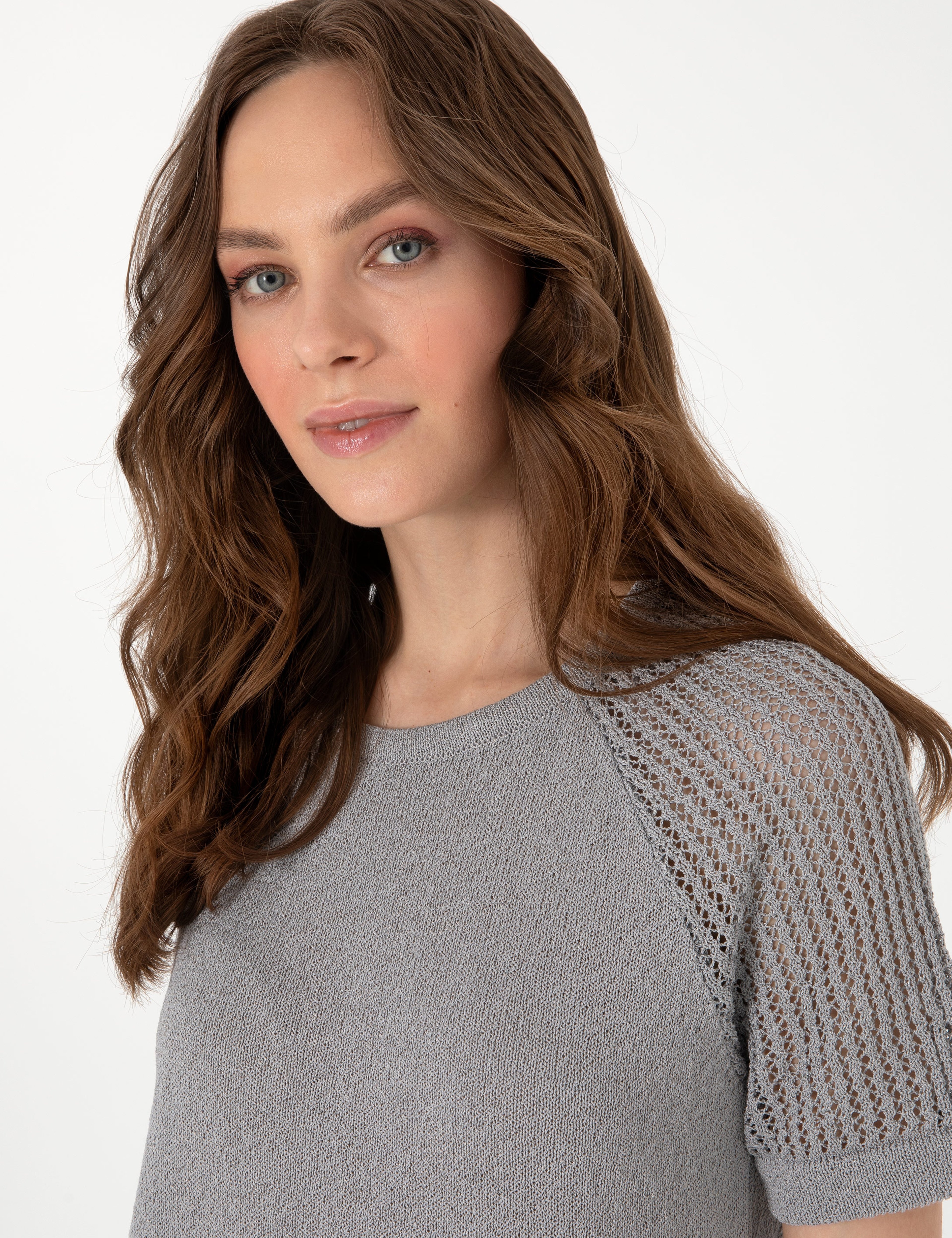 Gri Regular Fit Triko Tişört - Image 2