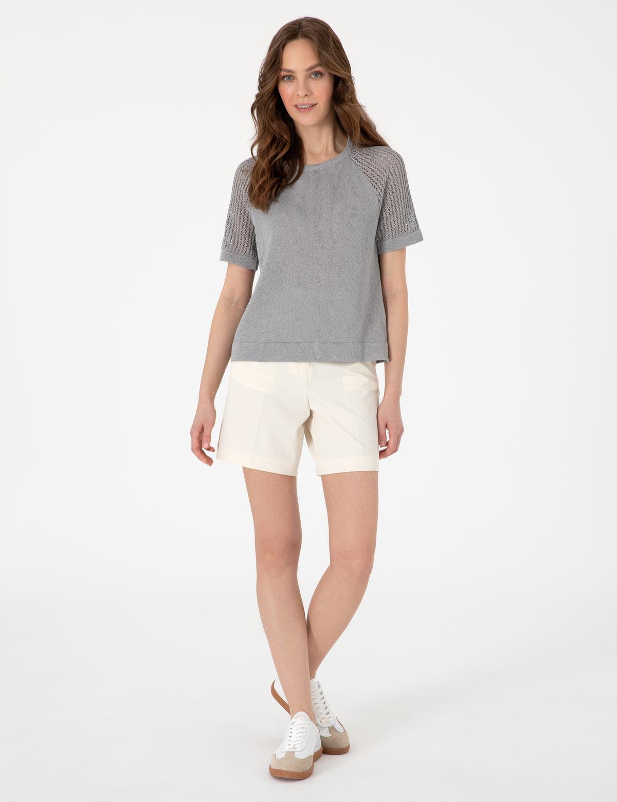 Gri Regular Fit Triko Tişört - 50306873013