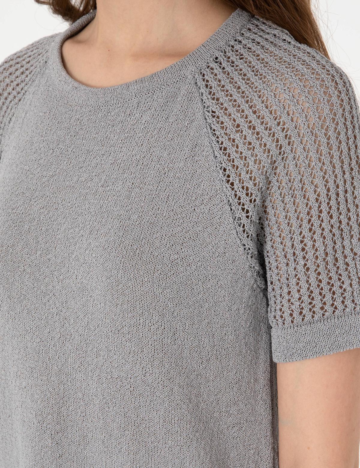 Gri Regular Fit Triko Tişört - 50306873013