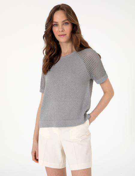 Gri Regular Fit Triko Tişört - 50306873013